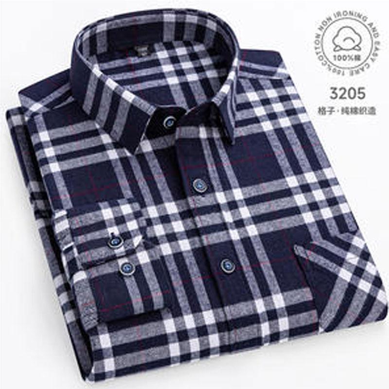 10XL 11XL 100% cotton Autumn Winter Fat men's shirt Long sleeve high quality wool fashion plaid casual non-ironing