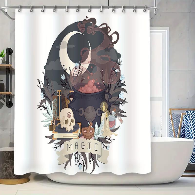 

Gothic Halloween Shower Curtain Dark Academia Witchy Decor Spooky Home Decor Macabre Tapestry Ethereal Aesthetic Room Divider W60H190(CM)-1 Pcs
