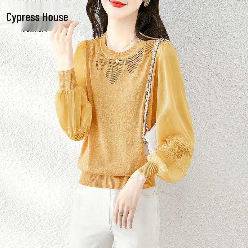 Pulover Tricotat Sibaishe 2025 Toamnă Patchwork Decolteu Rotund Gol