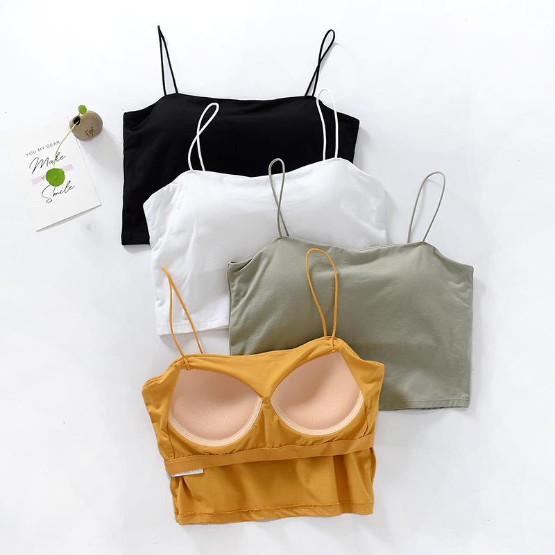 White Summer Women's Camisole with Built-in Bra and Beautiful Back Design