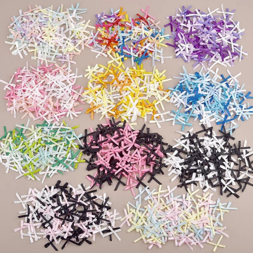 100pcs Mini Ribbon Bows Solid Color Gift Wrapping Bowknot Flowers Bows Ties  DIY Craft Scrapbooking