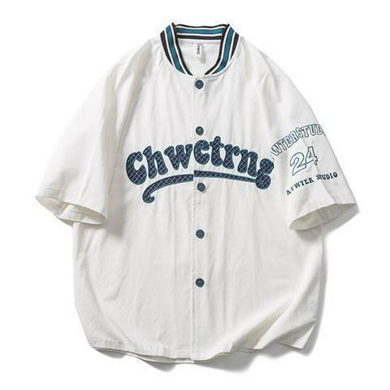 

Unisex Hip-Hop Summer Baseball Collar Loose-Fit Shirt L