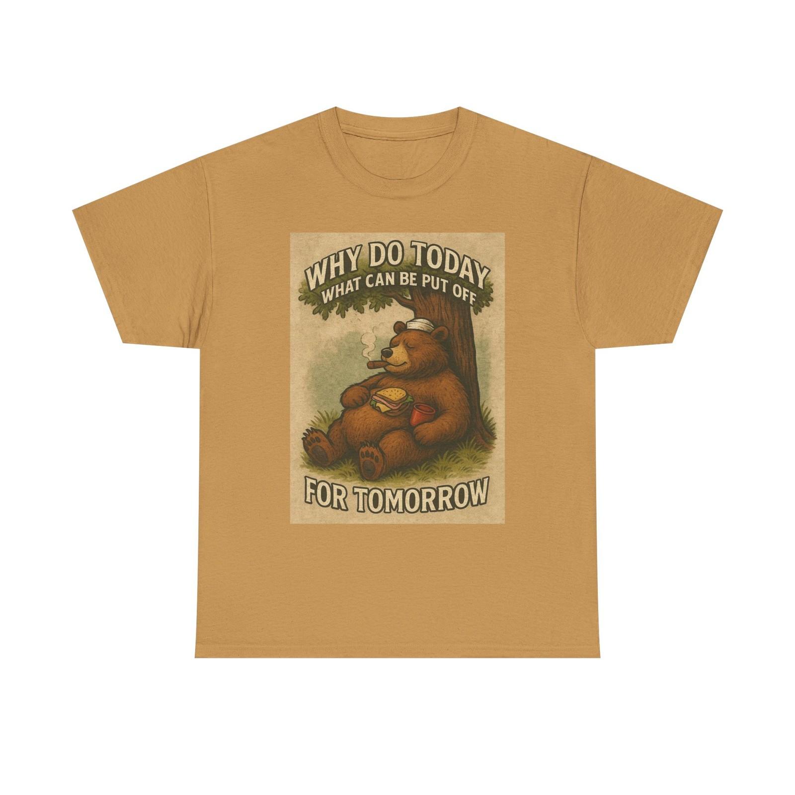 Funny Lazy Bear Graphic T Shirt Gift Apparel Cotton Tee S