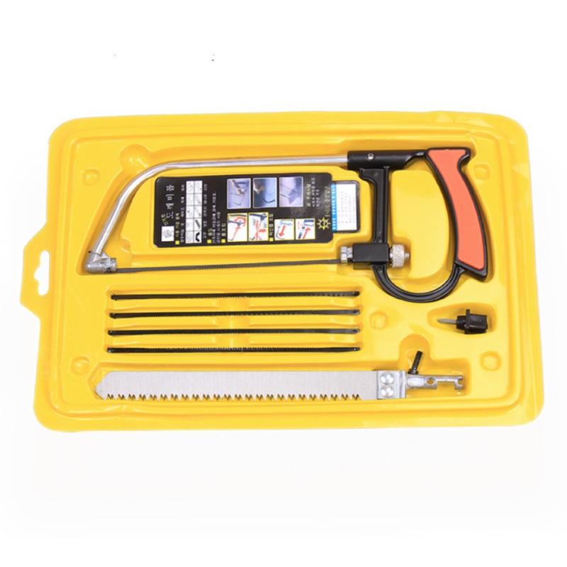 9Pcs Durable Hack Saw Kit Interchangeable Blades Ergonomic Non-slip Handle for Plumbing Repair Metal Pipe Cutting