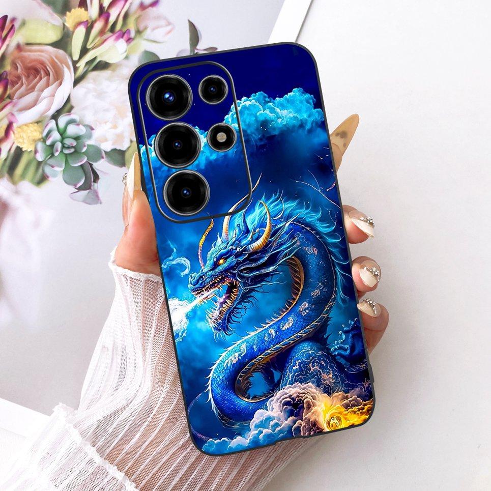 For Itel S26 Ultra Super 26 Ultra Phone Case Cute Cat Dragon Cartoon Design Back Cover Black Soft Silicone Casing S688LN
