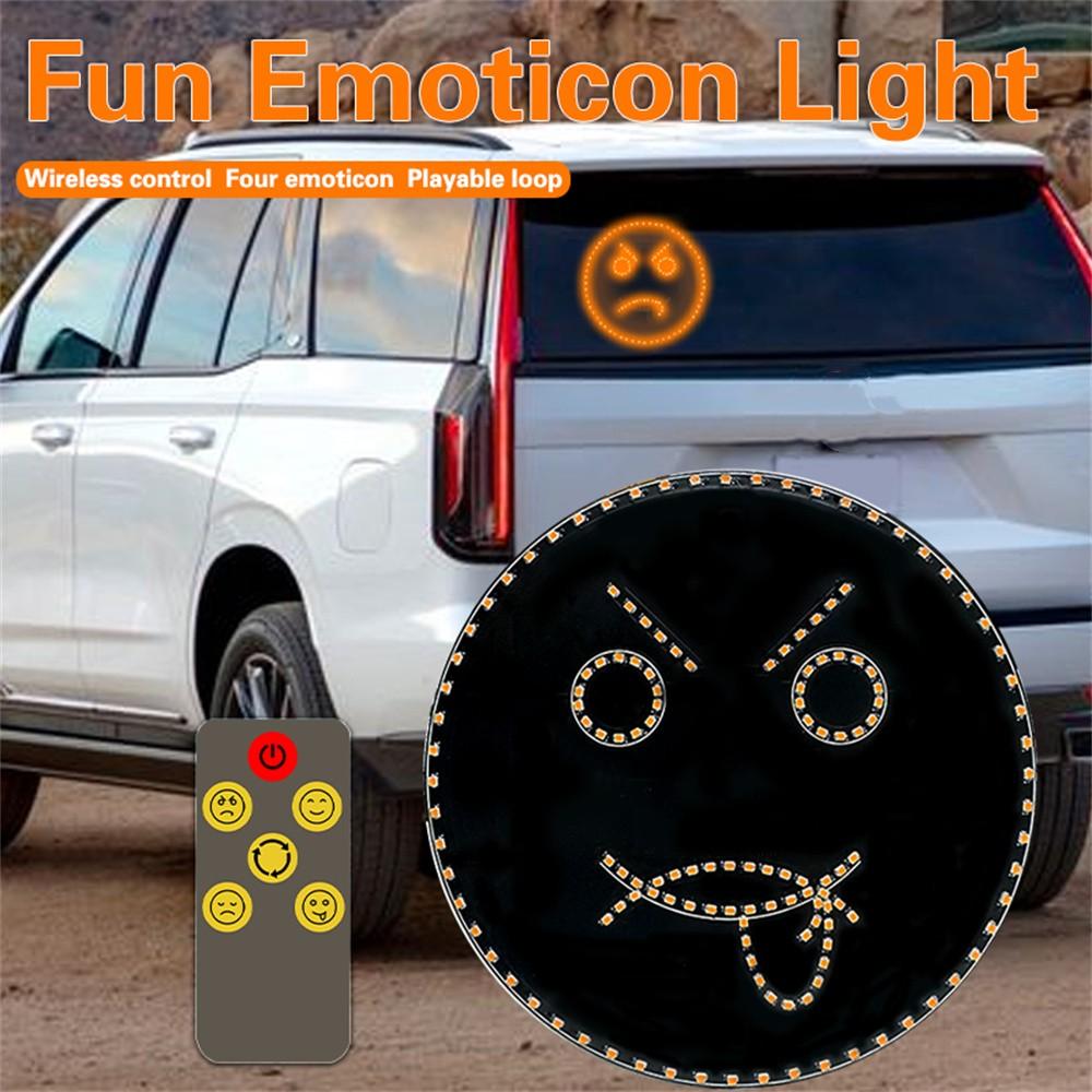 Funny Car LED Fun Expression Light Face Lights With Remote Control Rear Window Car Multi-function Warning Reminder Lamp
