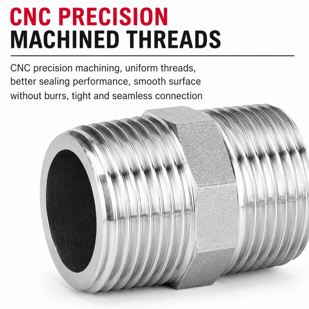 1/8 1/4 3/8 1/2 3/4 1" Pipe Fitting Connector Male Thread Stainless Pipe Fitting Pipe Coupler