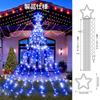 LED Drape 344 with Timer Brightness and Remote Perfect for New and Garden Decorations and Solar-Powered Illumination, Outdoor, Waterproof, Star-Shaped