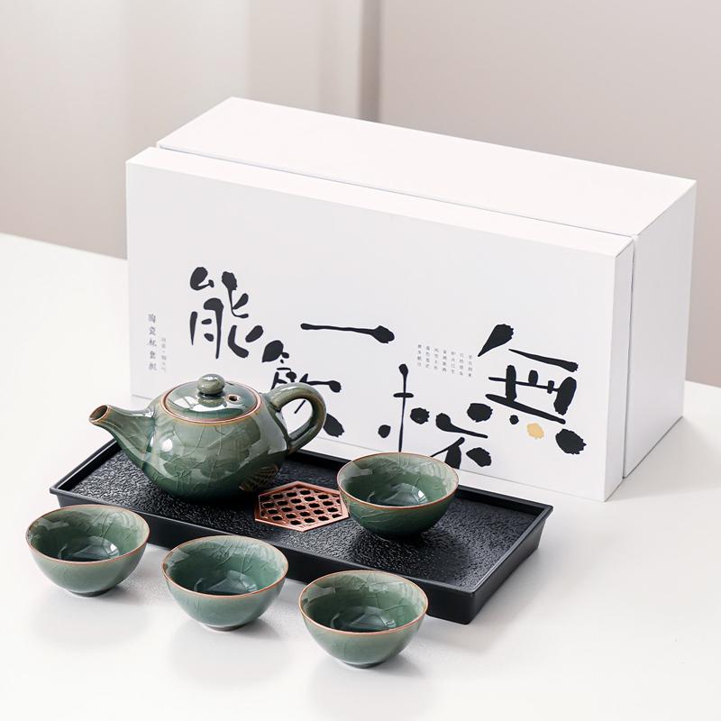 Kung Fu Tea Set Home One Pot Two Cups Tea Plate Small Ceramic Teapot Teacups Hotel Personal Small Sets Traveling