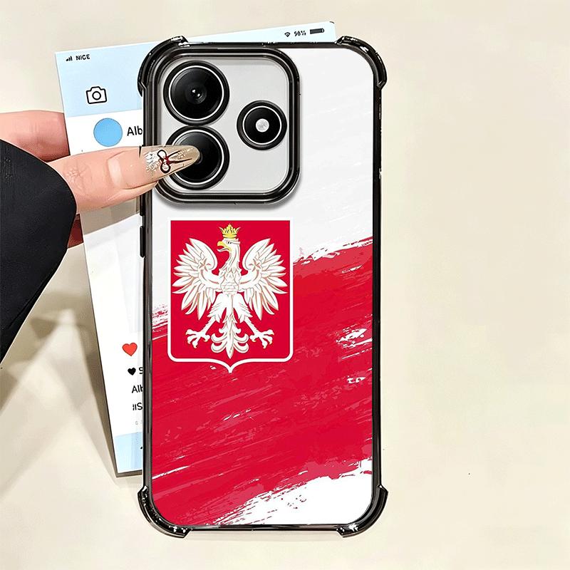 Poland Flag White Red Plating Phone Case For Xiaomi Poco X5 X6 X7 X8 Pro Max F8 Ultra F7 M8 M7 M5S Redmi 15C 15 14C 13C 13 X3 12