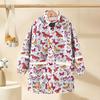 Kids Raincoat Cartoon Print Waterproof Hooded Jacket Lightweight Snap Windbreaker with Pockets for Outdoor Activities 3-11 Years