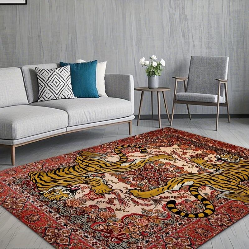Bohemian Style Tiger Pattern Home Decor Large Carpets for Living Room, Sofa Cushions, Door Mats, Coffee Table Mats, Bedroom Rugs