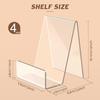 4 Pack Acrylic Book Stand, Book Holder for Display, Clear Easel Stand for Display, Display Holder for Postcard, Frame, Picture