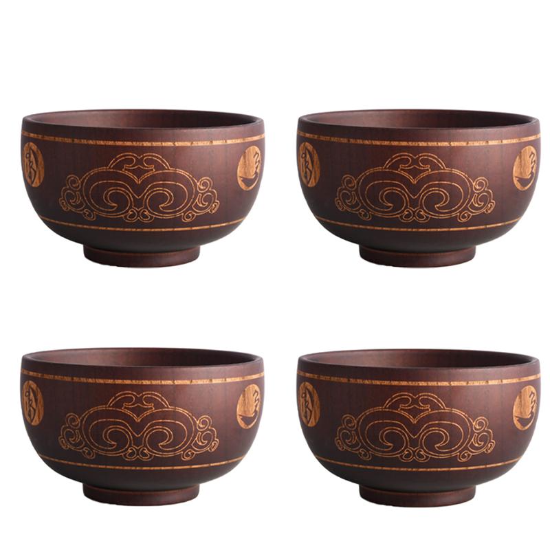 New Creative Bowl Spoon Tableware Set For Kitchen Item Utensils Wooden Auspicious Eight Treasure Pattern Dining Salad Home Dinne
