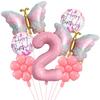 Palloncini Numerici Farfalle Rosa Materiale Foil Palloncini Fiore Happy Birthday 1-9 Palloncini Foil Forniture per Feste di Compleanno