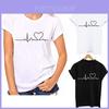 Stijlvol T-shirt met Hartjesprint voor Dames met Zachte en Casual Korte Mouwen