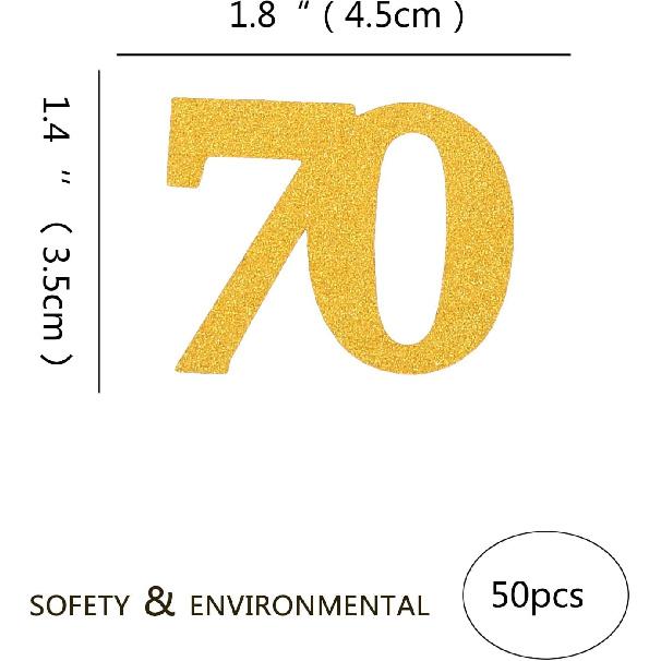 Number 70 Confetti Birthday Decorations - Gold Glitter 70th birthday Confetti Table Scatters Decorations Supplies for Birthday Anniversary Party