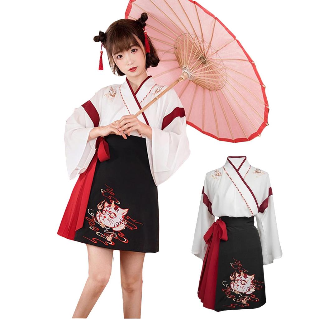 Shrine maiden costume cosplay mini long hakama Taisho Roman Hanfu shrine Japanese clothing cute Halloween Christmas school festival cultural festival