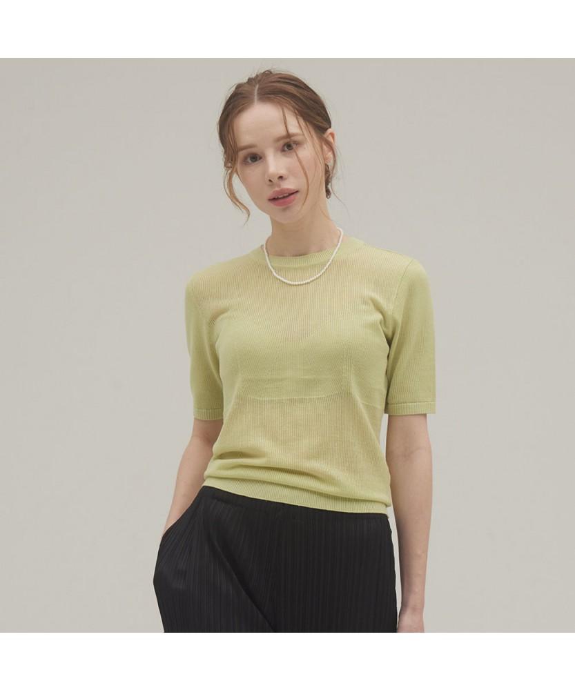 SIINVII Glam See-Through Round Short Sleeve Knit_Ygkt240401