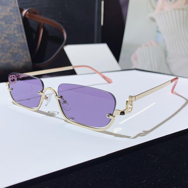 Modische kleine quadratische Sonnenbrille für Damen mit kleinem Rahmen aus Metall, quadratisch, für Damen, Luxusmarke, Halbrahmen, rechteckige Sonnenbrille