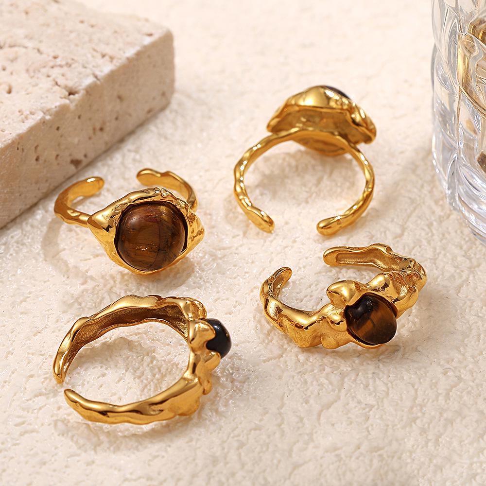 Niche High-End Tiger'S Eye Stone Ring French Commuter Versatile Design Natural Stone Necklace