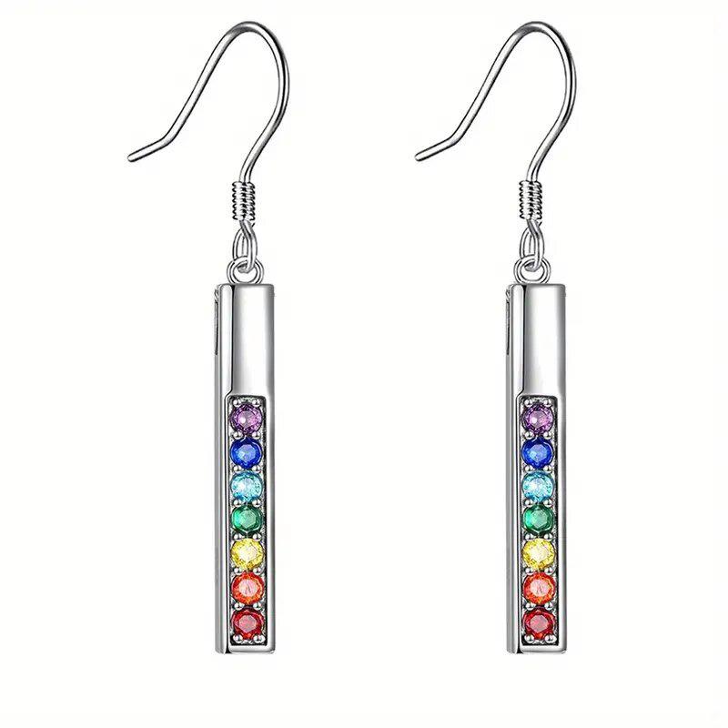 1 Pair, Fashionable, Inlaid with Colorful Synthetic Zircon, Fashionable and Versatile Earrings.