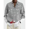 Man Christmas Scene Print Shirt Santa Claus Deer Lapel 3D Outdoor Long Sleeve Button-Up Print Fashion Designer Style