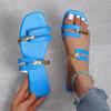 New Large-sized Fashionable One-line Flat Slippers and Square-toed Casual Shoes