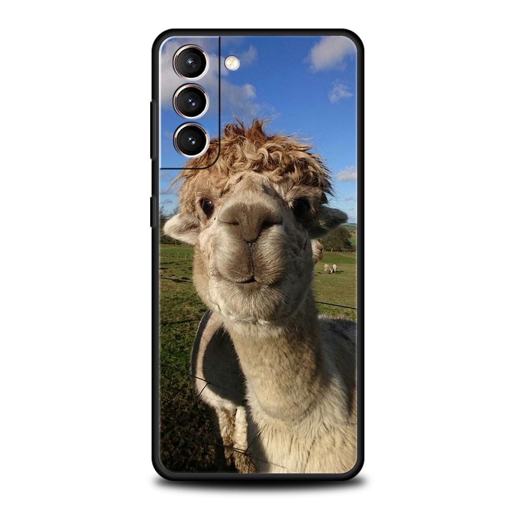 Kawaii Alpaca Lovely Phone Case For Samsung Galaxy S24 S23 S22 S20 Ultra S21 FE 5G S10 S9 Plus S10E S8 Soft Silicone Cover