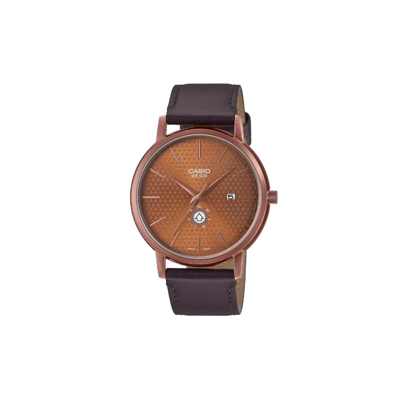 

Casio STANDARD series 50 meters waterproof quartz movement leather strap Japanese and Korean watch men s watch brown MTP-B125RL-5AV чёрный
