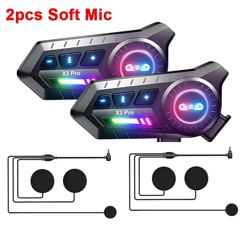 1/2Pcs X3Pro Bluetooth 6.0 Motorcycle intercom 500M 1000mAh Helmet Moto intercomunicador headset Voice Control Interphone