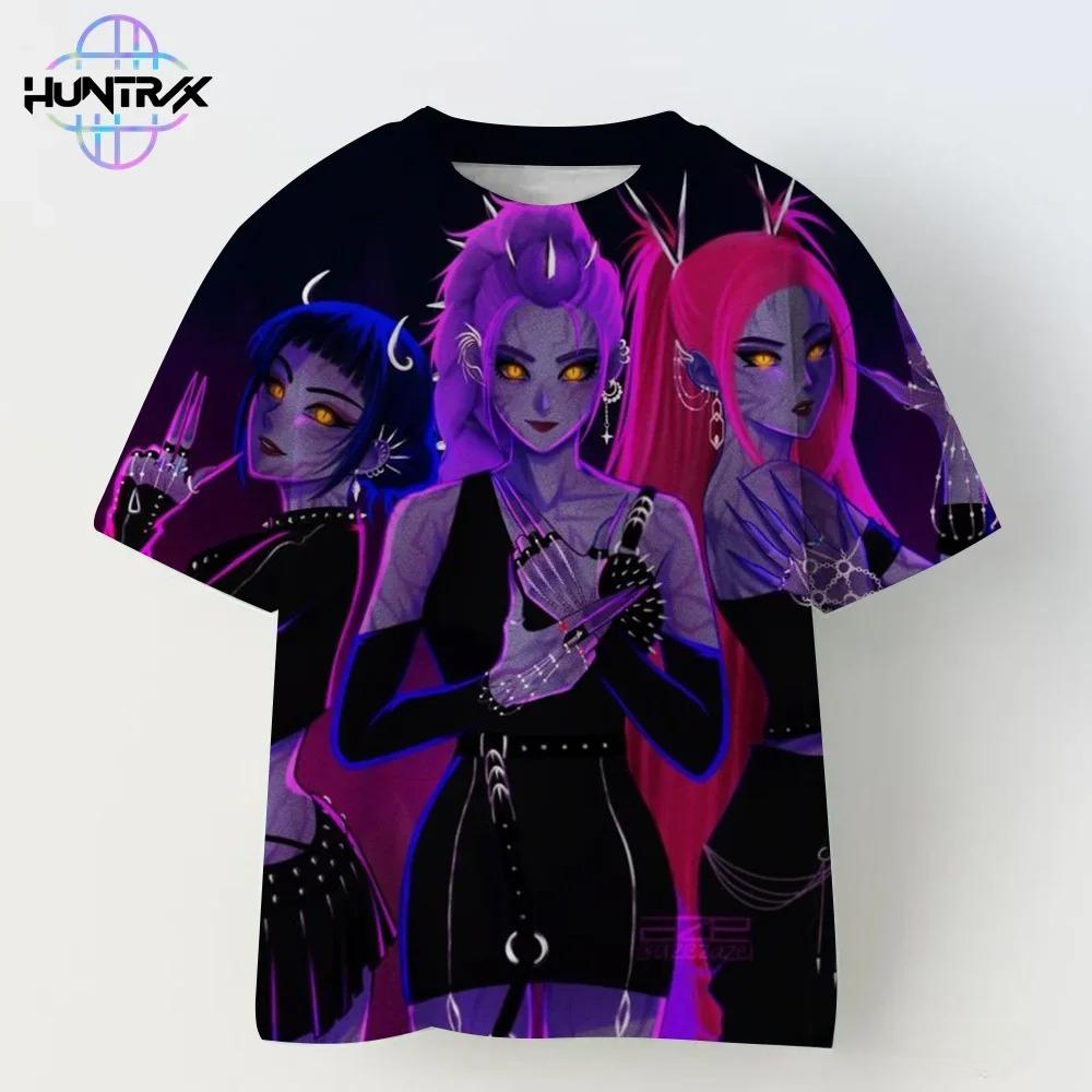 Kpop Demon Hunters Harajuku Anime 3D Print Sports Boy Girl T-shirt Street Fashion Girl Group Hip-hop Children Short-sleeve Top