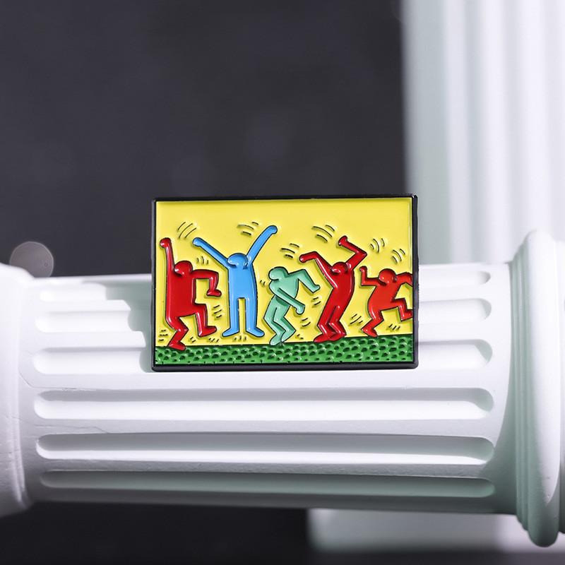 Musthave Haring Keith Inspired Yellow Brooch With Playful Cartoon Features For Lovers Art