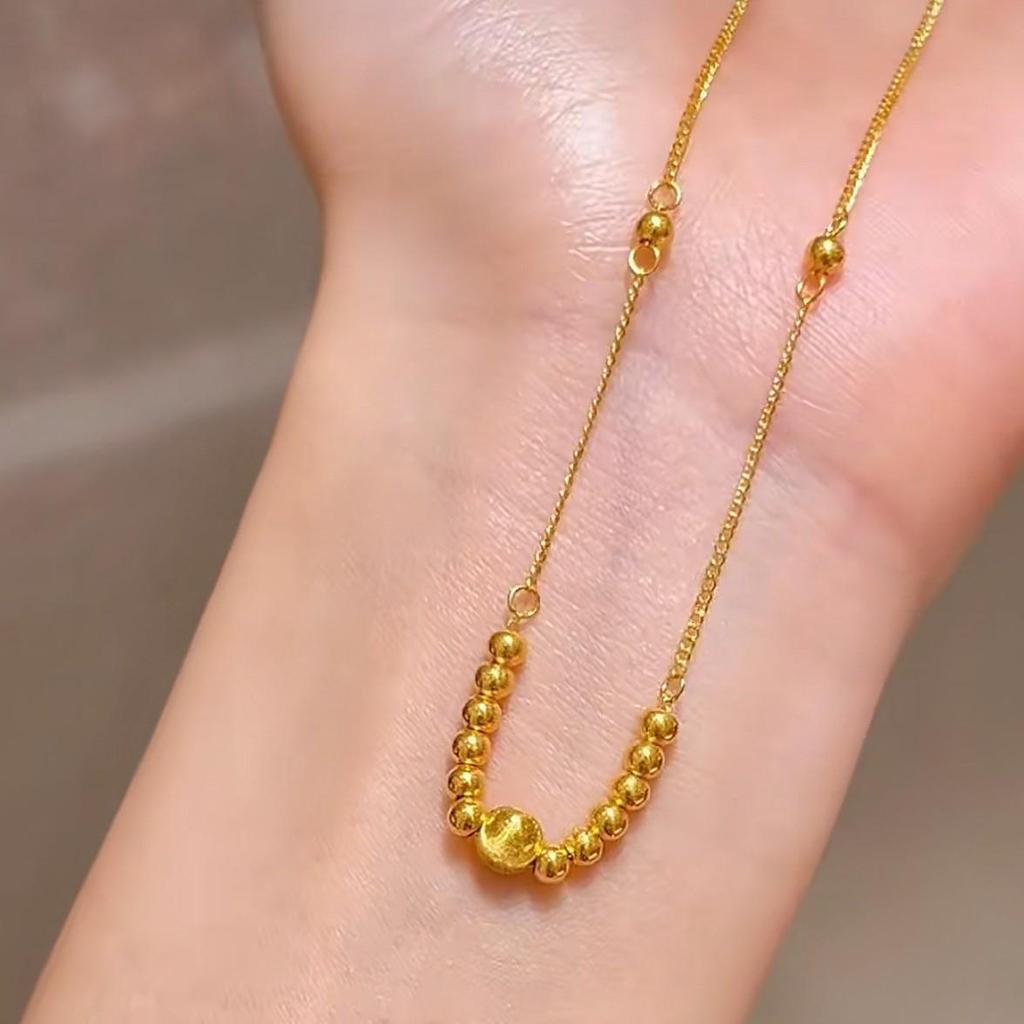 Vietnamesische Sandgold Katzenaugen Perlenkette mit Disco Anhänger - Perfektes Qixi Festival oder Geburtstagsgeschenk für Freundin