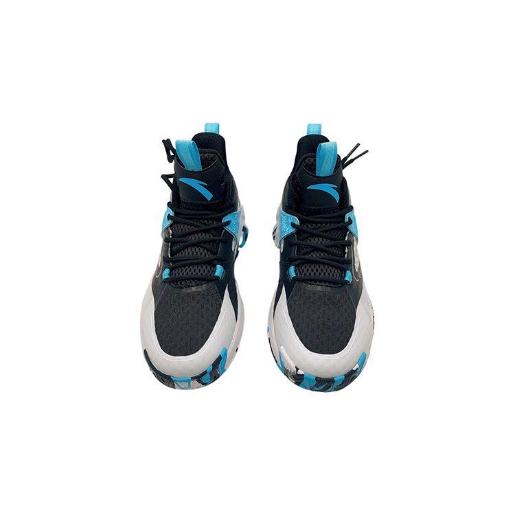 Anta Shock Absorbing Non-Slip Durable Mid-Top Basketball Shoes Kids Sneakers Black Gray Blue 312311115-1