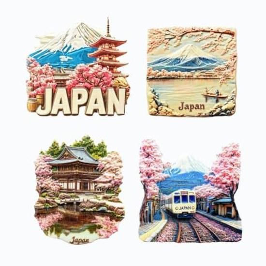 Refrigerator Magnet Japanese Souvenir Japan Commemorative Item Set 2 Resin Lightweight Temple Cherry Blossom Spring Style Interior Tourist Gift Craft