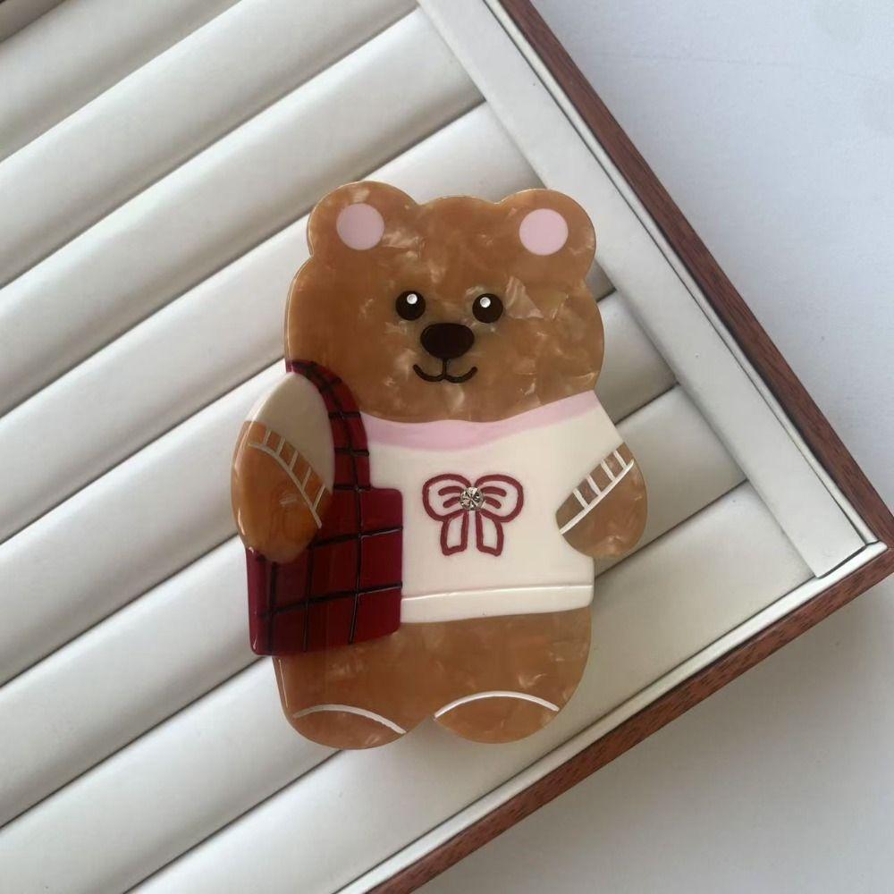 Korean Style Cute Hair Carb Clip Acetic Acid Small Hair Claw Lovely Cartoon Bear Shark Clip  Female