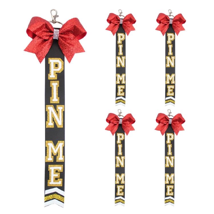 

5Pieces Cheer Keychains Sparkling Ribbon Charm Holiday Cheer Present Fabric Texture Suitable for Sports Enthusiasts