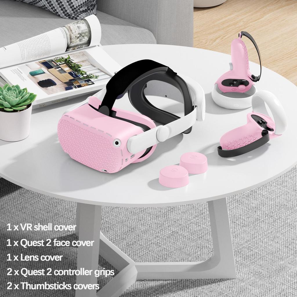 Five-Piece Silicone Protective Case Set for Meta/Oculus Quest 2: VR Controller and Main Unit Covers
