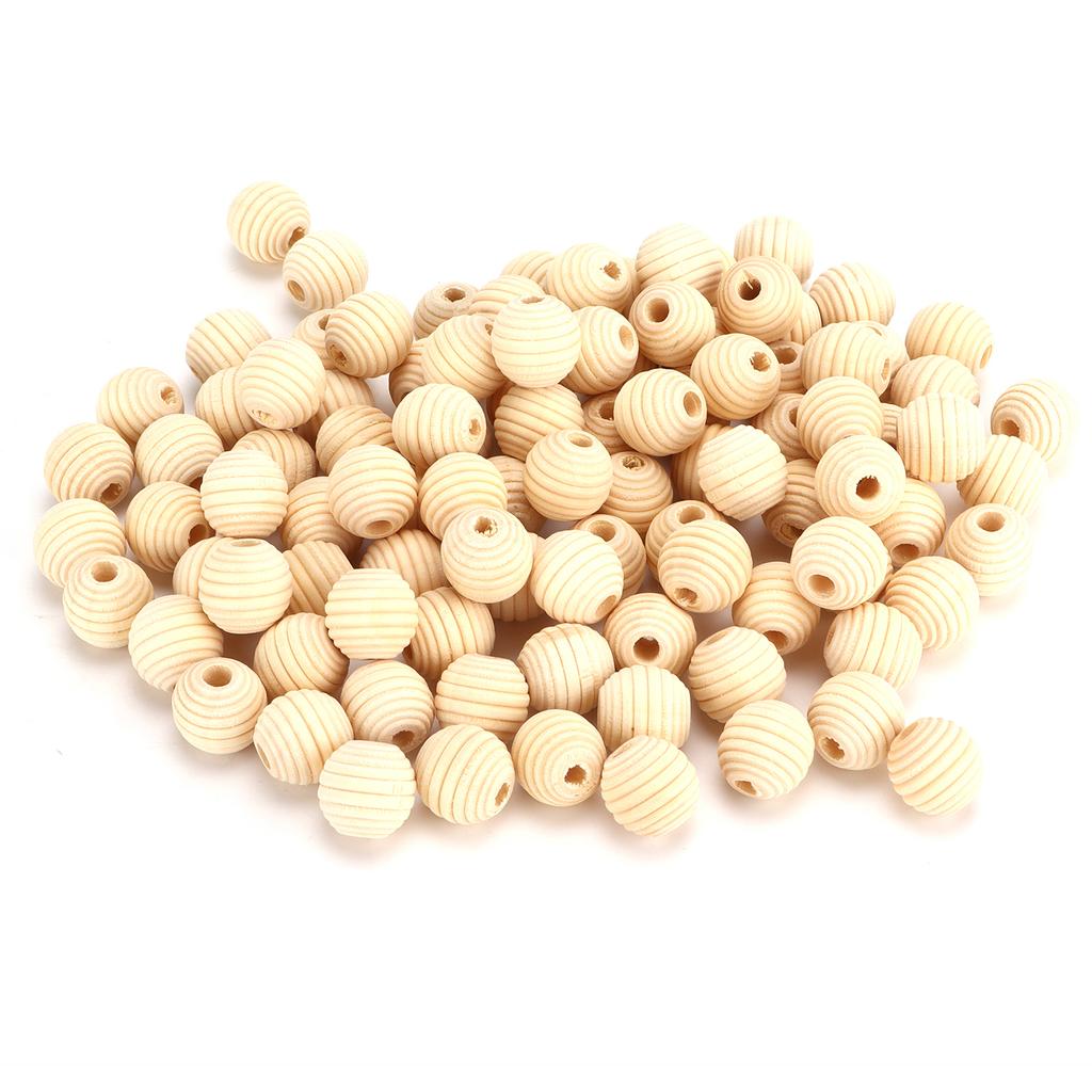 100pcs Wooden Beads MultiPurpose Natural DIY Paintable Thread Crafts for Handicraft Lovers