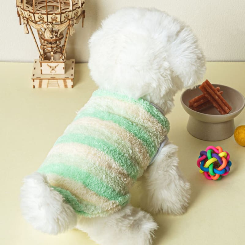 [Domácí mazlíček] Pruhovaná spací vesta L zelená