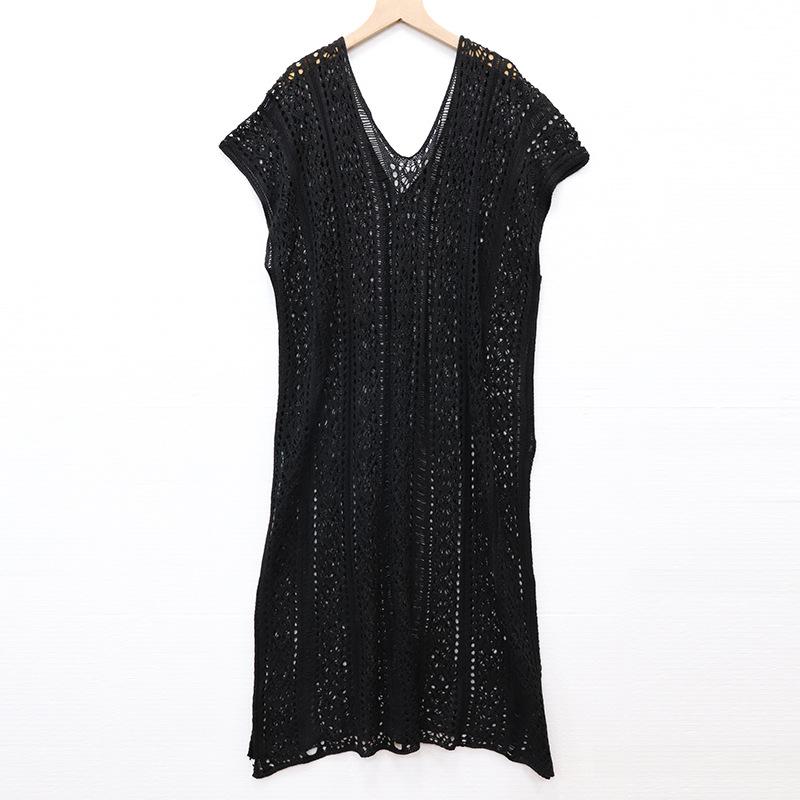 Sommer Dame Genser Lang Heklet Strandkjole Strikket Bikini Badebekledning Cover Up