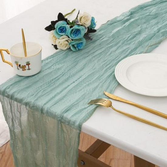 Bohemian Dreamy Bali Yarn Crepe Pleated Table Runner Tablecloth