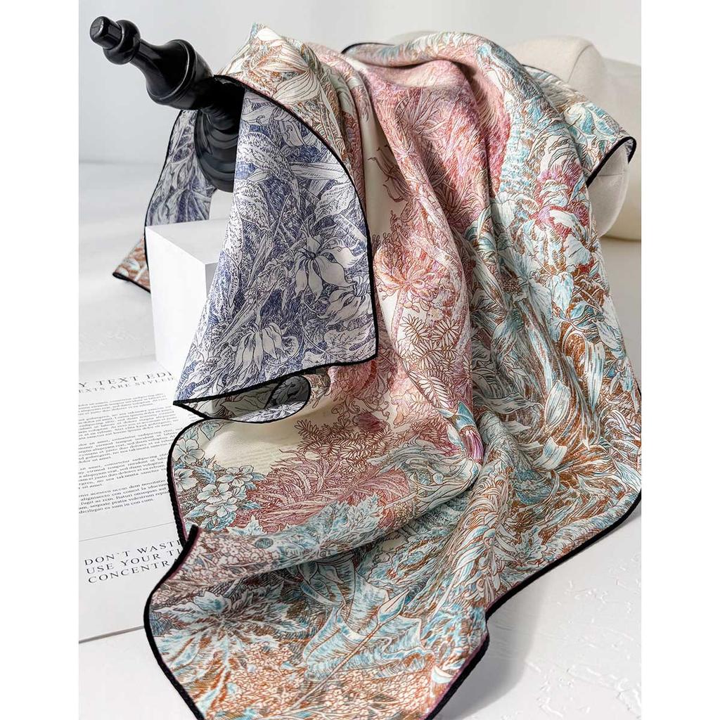 14 momme 100% Natural Twill Silk Scarf for Women Double side Female Foulard Headband Shawl Wrap Square Neckerchief Hijab Scarves