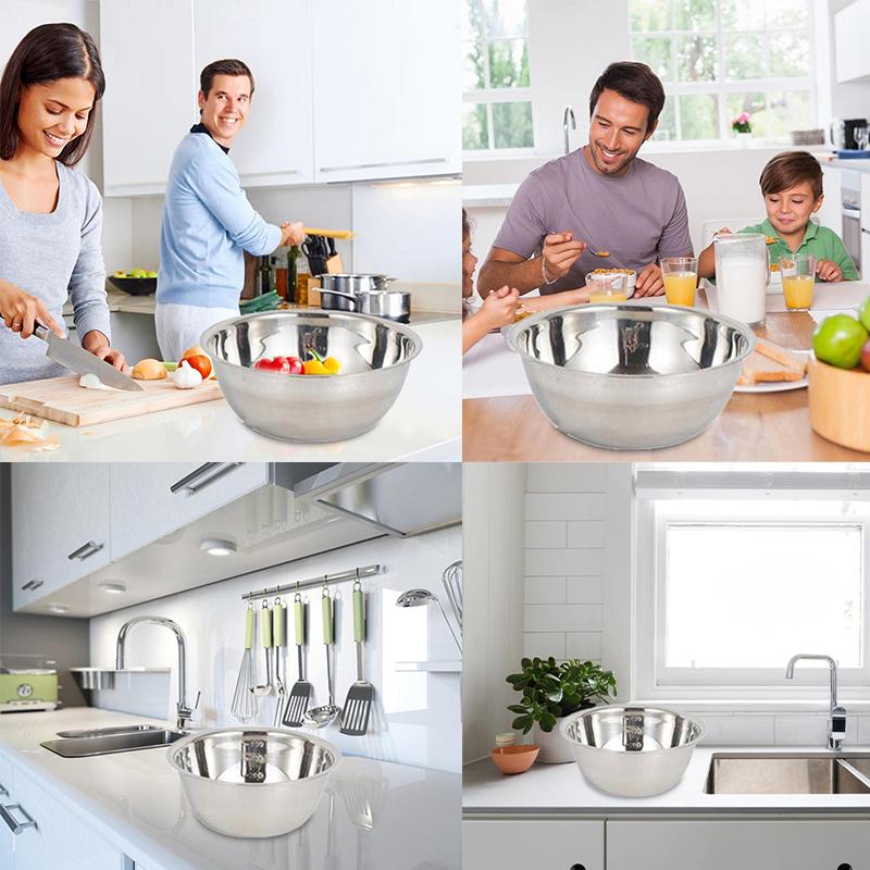Edelstahl Rührschüsseln Rutschfest Stapelbar Schneebesen Küchengeschirr Rührschüsseln für Salat Kochen Backen 16/20/22cm