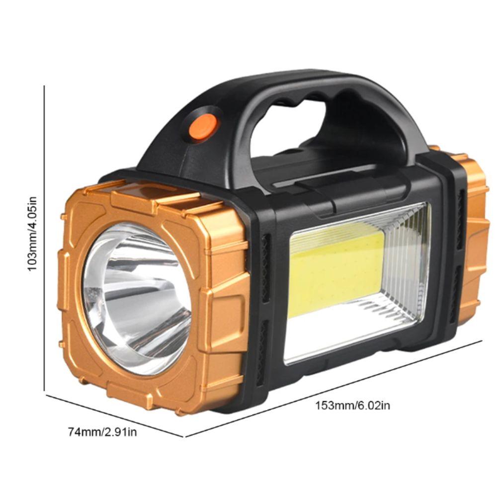 Solar Rechargeable LED Flashlight USB Rechargeable Portable Searchlight  Emergency Use