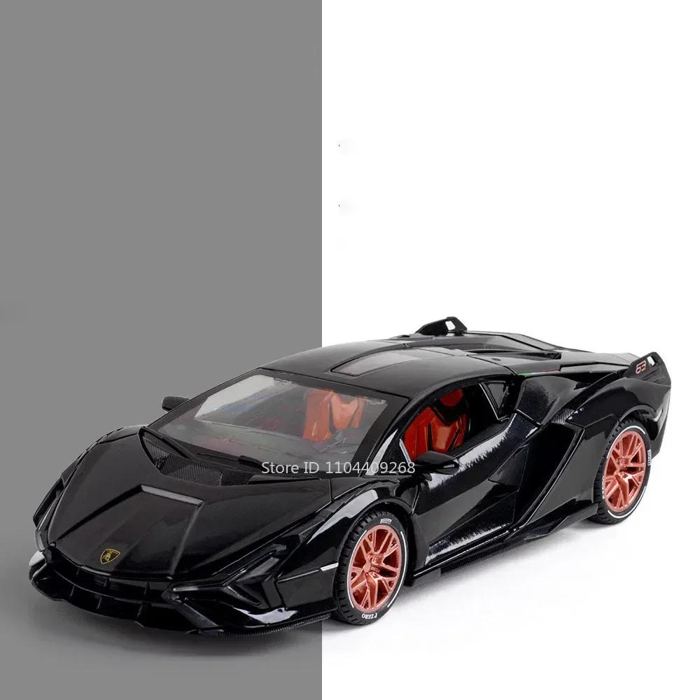 1:24 Scale Lambor Revuelto FKP37 Car Model Toy Metal Diecast Sound Light Pull Back Simulation Cars Models for Boys Collection