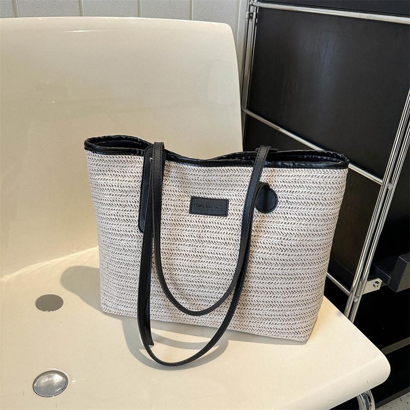 Stylish Urban Chic Woven Tote Handbag Large Capacity Spring Summer 2023