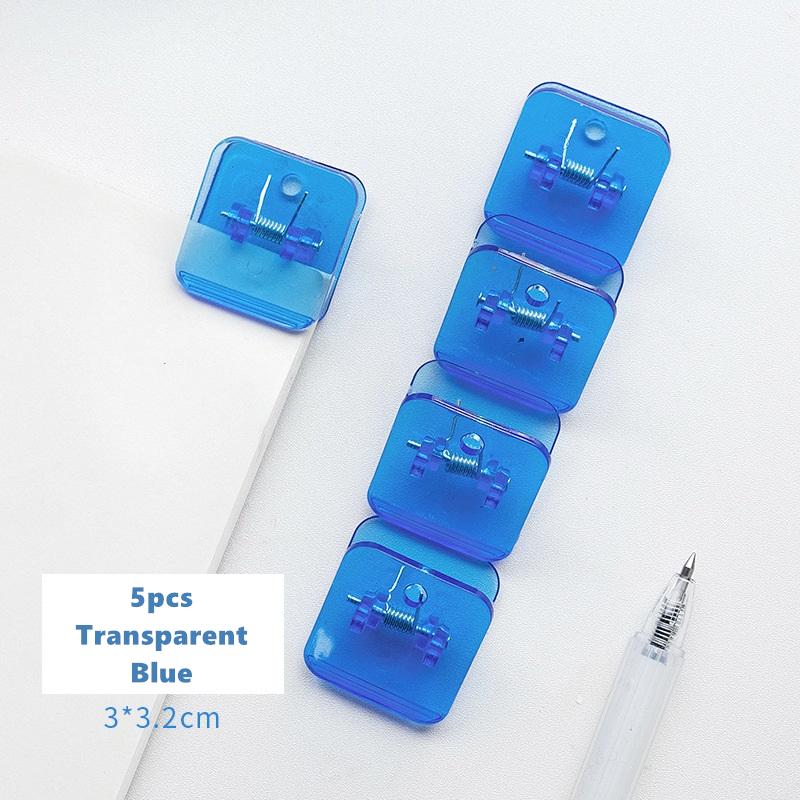 5 ks Candy mini štvorcové klipy Priehľadné a jednofarebné držiaky na papierové klipy Spona na papierové spony pre poznámkový blok Časopis Knihy pre domácnosť
