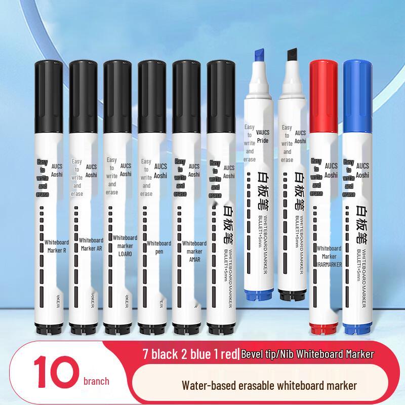 AUCS Slanted Tip Water-Based Erasable Whiteboard Markers